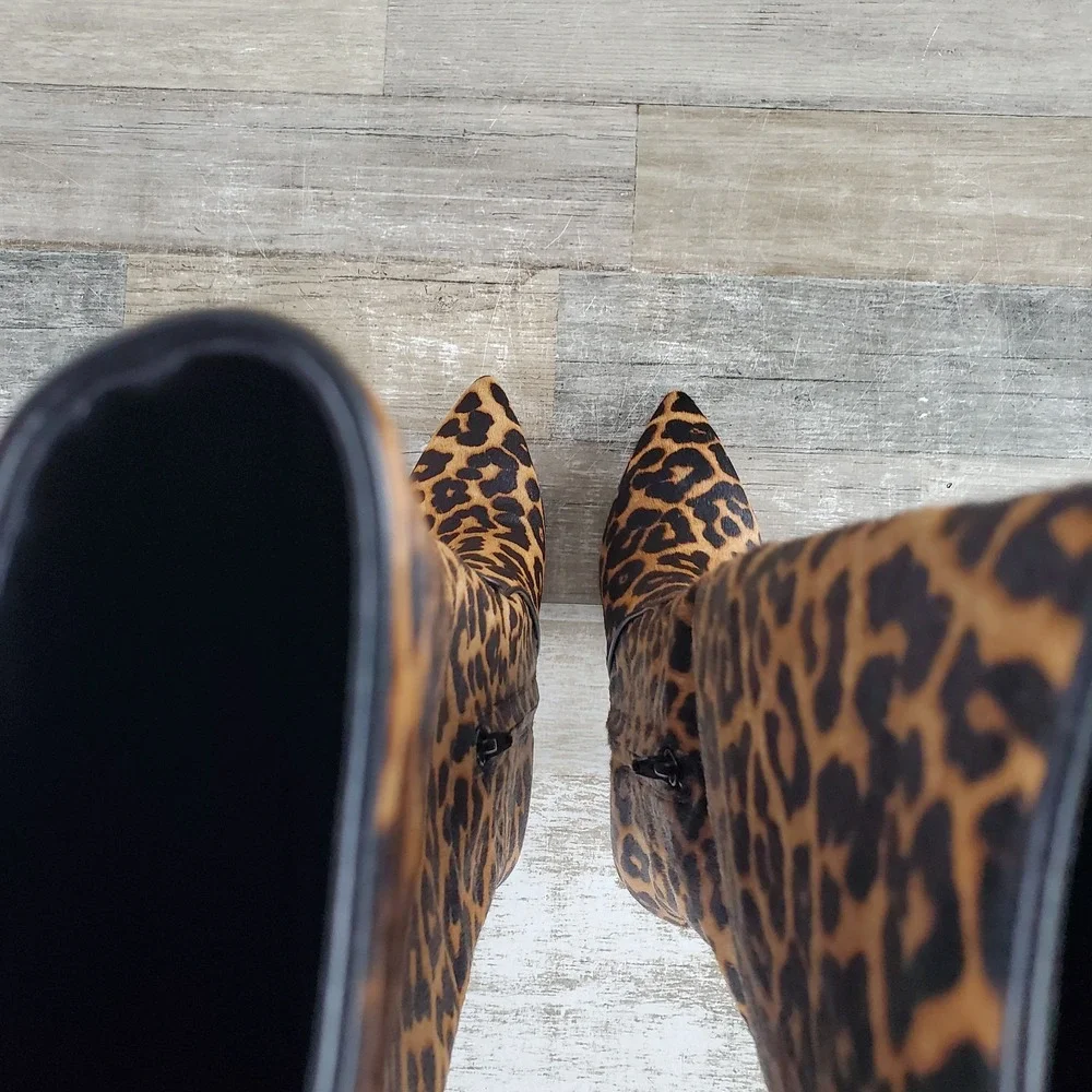 Michael Kors Katerina Womens Tall Boots Sz 5.5 Butterscotch Leopard Animal Print